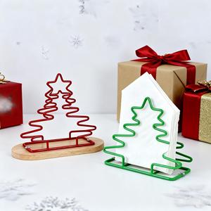 Porte-serviettes <span class=keywords><strong>de</strong></span> Noël <span class=keywords><strong>en</strong></span> fil métallique avec base <span class=keywords><strong>en</strong></span> bois, décoration <span class=keywords><strong>de</strong></span> <span class=keywords><strong>table</strong></span> <span class=keywords><strong>de</strong></span> Noël pour cuisine, fête, vacances - Product Image 3