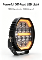 Phare de travail LED rond tout-terrain de 7 pouces avec DRL 90W 12V-30V, lumière de conduite LED stroboscopique ambre pour 4x4, SUV, VTT, UTV, camionnette