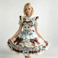 Robe de princesse Lolita vintage style poupée avec motif petit ours pour femme adulte, idéale pour anniversaire, cosplay ou fête costumée