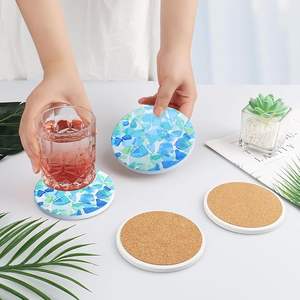 Posavasos de Cerámica con Mosaico de Vidrio Marino Clásico, Antideslizantes, Absorbentes y Ecológicos para Decoración del Hogar Contemporáneo - Product Image 5