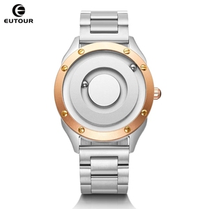 Nuevo reloj EUTOUR para hombre y mujer, par <span class=keywords><strong>de</strong></span> relojes <span class=keywords><strong>de</strong></span> pulsera <span class=keywords><strong>de</strong></span> cuarzo con rodamiento <span class=keywords><strong>de</strong></span> bolas magnético sin <span class=keywords><strong>cristal</strong></span>, pulsera <span class=keywords><strong>de</strong></span> acero inoxidable para hombre - Product Image 1
