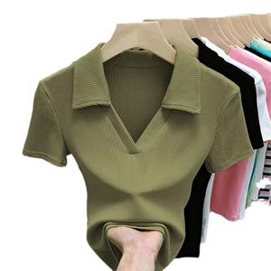 Design Sense T-shirt décontracté à manches courtes pour <span class=keywords><strong>femme</strong></span>, coupe ajustée, été 2023, polyester et élasthanne - Product Image 4