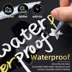 Ensemble de stylos métalliques pour loisirs créatifs, stylo à peinture dorée, pointe en fibre, encre à base d'eau, marqueurs métalliques argentés pour la fabrication de cartes, la peinture sur verre, la peinture sur roche, le bricolage - Product Image 5