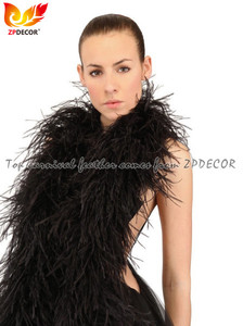ZPDECOR Usine En Gros Vêtements en Plumes <span class=keywords><strong>Pas</strong></span> <span class=keywords><strong>Cher</strong></span> 8 Plis Blanc <span class=keywords><strong>Plume</strong></span> D'autruche Boas Écharpe pour Défilé De Mode - Product Image 5