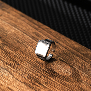 Perhiasan cincin pria minimalis Signet baja tahan karat cincin pria hadiah perhiasan logo khusus untuk suami - Product Image 1