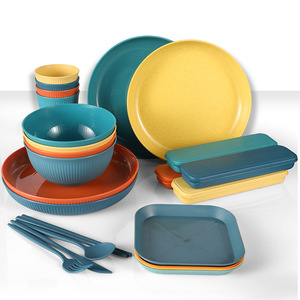 Lot de 28 pièces de vaisselle chinoise en plastique pour 4 personnes, comprenant des plateaux, des bols et des assiettes – Vente chaude en gros - Product Image 3