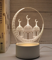 Décorations de Ramadan Lumineuse Cadeau Islamique Eid Mubarak Veilleuse LED 3D Éclairage Musulman pour Ramadan 2025