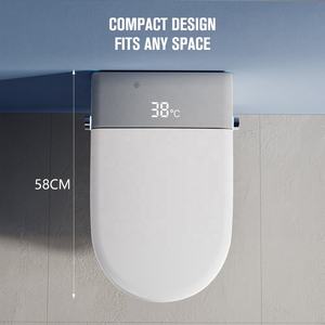 WC intelligent suspendu sans bride avec bidet intégré, auto-nettoyant, à fixation murale et siphon en P - Product Image 6