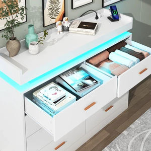 ตู้ลิ้นชักและโต๊ะเครื่องแป้ง LED ทันสมัย พร้อมสีขาวและพื้นที่จัดเก็บกว้างขวาง - Product Image 3