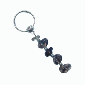 Pendentif clé en quartz fumé avec anneau en métal massif, ornement artisanal en pierre précieuse pour accent de sac et cadeaux en gros - Product Image 6