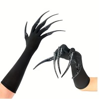 Gants à griffes de chat pour Halloween, style vampire, sorcière, démon, avec plumes de poulet, longueur poignet, accessoires de cosplay LP842