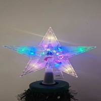 LED Weihnachts baum Topper 20cm Doppels chicht Fünf-Punkt-Stern mit Glocke und Schneemann Design PVC Weihnachts dekoration