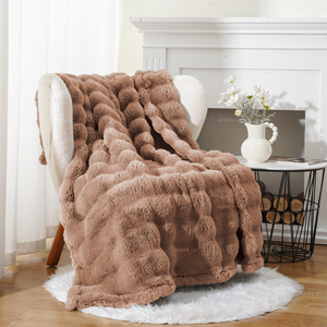 Hot Bán Sang Trọng Đàn Hồi Spandex Ruched Hazel Beige Tie Dye Chính Hãng Mink Sofa Couch Chăn Faux Fur Ném Chăn Cho Mùa Đông - Product Image 3