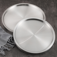 Plaques de service commerciales en acier inoxydable 304 pour bœuf, à fond plat, style coréen, épaissies, pour hot pot et barbecue, motif végétal