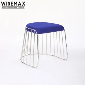 Wisemax-Silla de alambre moderna y ligera, cómoda silla suave de terciopelo sin espalda