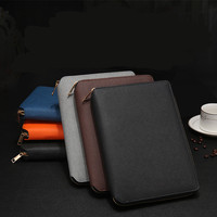A5 Padfolio Gestión Cuaderno Cremallera Portafolio Diario Organizador Agenda Logotipo en relieve personalizado Portador de archivos Carpeta