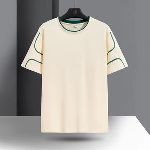 2025 t-shirt da uomo alla moda in velluto a maniche corte stile formale per la parte superiore del corpo sottile stampata per coppie giovanili primavera estate - Product Image 6