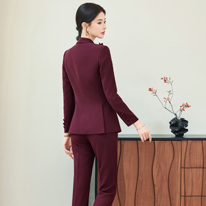 French Plus Size Red Suit Set For Women 2026 New Style High End Floral Jacket Flared Pants Two Piece Set Work Spring Casual - Product Image 3