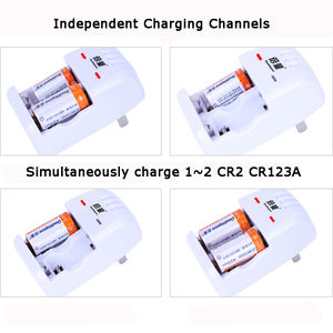 <span class=keywords><strong>Chargeur</strong></span> de batterie électrique haute puissance à 2 baies <span class=keywords><strong>rechargeable</strong></span> <span class=keywords><strong>CR123A</strong></span>/CR2 Protection contre les surintensités Indicateur LED Sortie 5W Matériel ABS - Product Image 4
