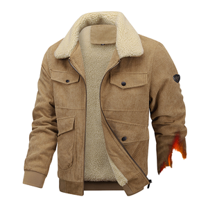 New <b>Men's</b> Vintage Worsted Jacket <b>Fleece</b> Lined Thickened Warm Coat Lapel Style Winter Padded Outerwear Front Finished - Product Image 1