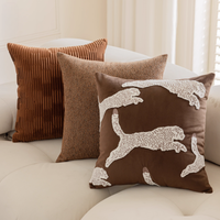 Oreillers décoratifs de ton de terre de qualité imprimé léopard coussins de canapé de Style moderne du milieu du siècle pour la décoration intérieure de luxe