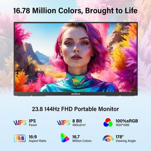 Moniteur portable de jeu Innoview 23,8 pouces FHD 144 Hz avec HDR réglable à 180°, taux de rafraîchissement élevé, large gamme de couleurs - Product Image 2