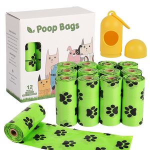Sacs à déjections canines biodégradables avec distributeur, étanches et écologiques, pour les voyages en extérieur et le nettoyage des litières pour chats - Product Image 1