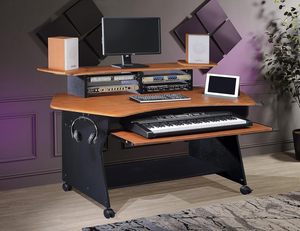 <span class=keywords><strong>Bureau</strong></span> de studio d'enregistrement musical <span class=keywords><strong>avec</strong></span> <span class=keywords><strong>plateau</strong></span> pour clavier de piano, table de travail pour studio d'enregistrement <span class=keywords><strong>avec</strong></span> supports, étagère inférieure - Product Image 1