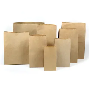 100% Compostable Recycled Durable Brown Kraft Unique Paper Lunch Take Out Paper Bags for Supermarket Packaging