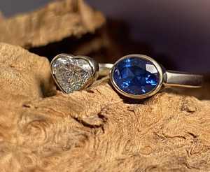 Anillo de oro blanco de 14 quilates certificado Toi-et-Moi con piedras preciosas naturales/cultivadas en laboratorio y diamantes - Product Image 4