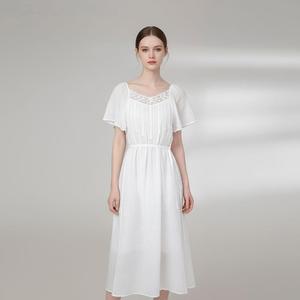 <span class=keywords><strong>เด</strong></span><span class=keywords><strong>รส</strong></span>ลูกไม้สีขาวทรงเอไลน์สำหรับผู้หญิง ดีไซน์ผูกเอว สไตล์ลำลอง รุ่นใหม่ประจำปี 2026 เหมาะสำหรับงานปาร์ตี้ริมชายหาดช่วงฤดูร้อน - Product Image 1