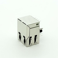 Connecteur RJ45 Soulin 1X1 Port 100 Mbps 8P8C Montage Vertical avec Patte de Verrouillage Boîtier Blindé Plaqué Or Bronze Phosphoré