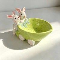 Pot de fleurs en céramique rouge, motif chariot de fraises, pour plantes succulentes, lapin de dessin animé, mini pot de fleurs pour plantes vertes, décoration de bureau à domicile, Pâques
