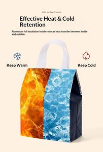 Durable Nonwoven Insulated Food Cooler Bag for Milk Tea Coffee Baking & Cake-Portable Foldable with Zipper Closure - Product Image 4