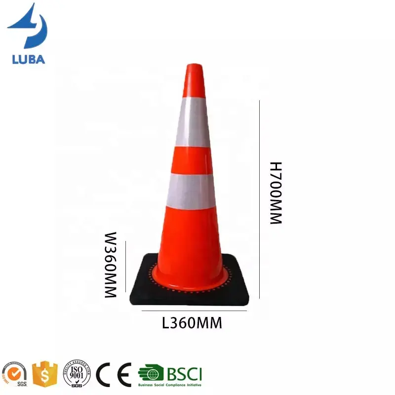 700ミリメートルFlexible Reflective PVC Orange Traffic Cones