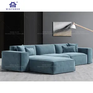 Winforce意大利设计面料奢华现代客厅沙发套装家具天鹅绒模块化转角沙发沙发组合沙发