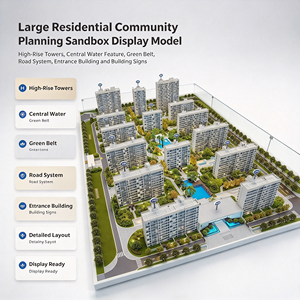 Modello Espositivo per Pianificazione di Comunità Residenziali di Grandi Dimensioni con Torri a Più Piani, Elemento Acquatico Centrale e Sistema Stradale con Corridori Verdi - Product Image 1
