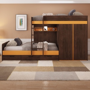 Meubles de Chambre À Coucher modernes Adultes Stockage <span class=keywords><strong>Lit</strong></span> Superposé En Bois avec <span class=keywords><strong>Armoire</strong></span> - Product Image 3