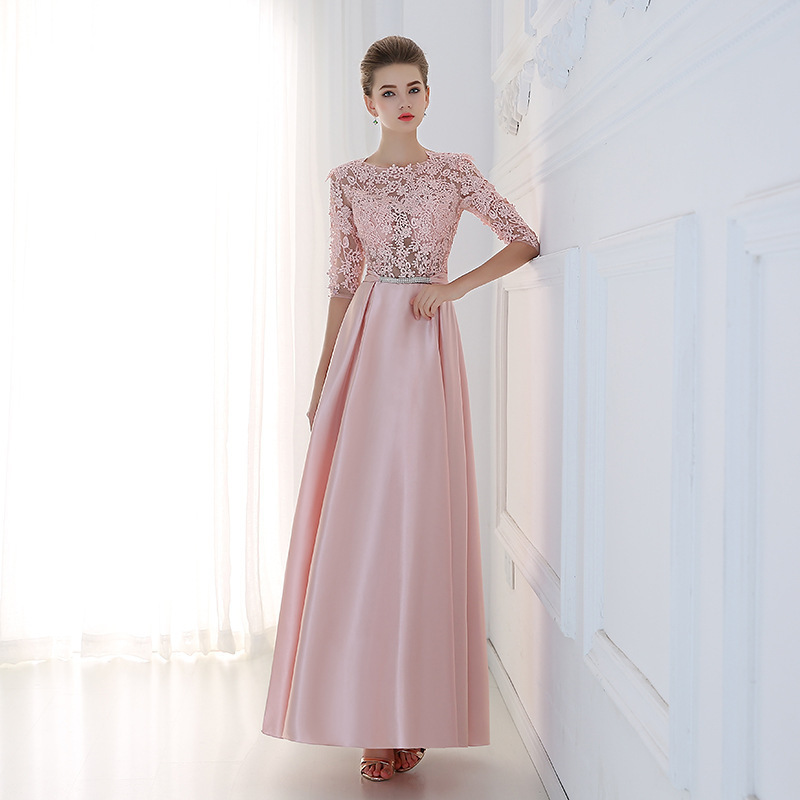 blush pink mid-length sleeves