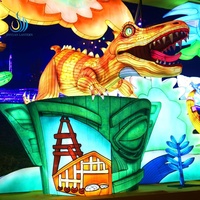 Lanterne de festival personnalisée en fer étanche avec LED, motif dinosaure mécanique Space Panda, pour parcs à thème