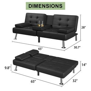 Ensemble de canapé-lit <span class=keywords><strong>Futon</strong></span> convertible noir classique inclinable de bureau réglable avec fonction pliable pour chambre ou salon - Product Image 6