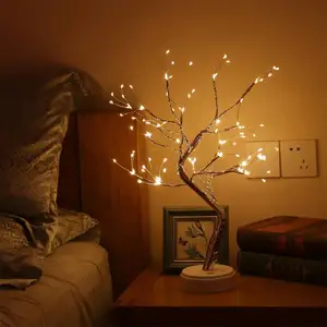 108 Led Bonsai Baum Lichterkette Baum Lampe Batterie USB Künstliche Weiß Silber Zweige Kupferdraht Licht Lichterkette Geist Baum