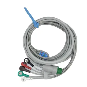 Лидер продаж, 12 контактов, один кусок, 5 свинец для кабеля ECG snap ECG IEC