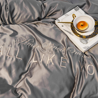 Literie en soie de luxe pour hôtel, drap de lit de mariage brillant et brodé en satin, drap de lit pour dormir nu, ensemble de taies d'oreiller