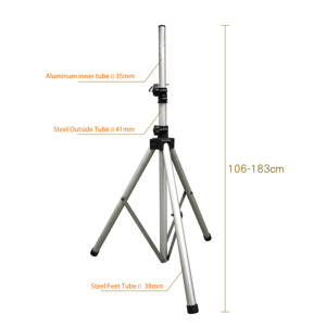K-306-1 Adjustable Heavy Duty Anodized Anti-Corrosion Tripod <b>Speaker</b> <b>Stand</b> with 50kg Capacity and 106-183cm Height Adjustment - Product Image 2