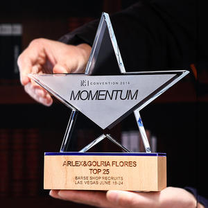 كأس نجمة كريستالية شعبية لعام <span class=keywords><strong>2026</strong></span>، جائزة زجاجية مع قاعدة خشبية قابلة للتخصيص - Product Image 6