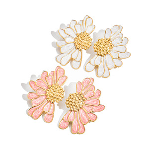 Pendientes de Flor con Cristales, Chapados en Oro Blanco sobre Acero Inoxidable, Joyería para Mujer, Accesorios de Moda - Product Image 5