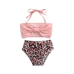 Set Bikini Baju Renang Bayi Perempuan, 2 Potong Celana Pendek Berenang Motif Bunga Macan Tutul Musim Panas Baru