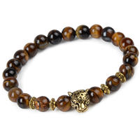 Bracelet classique en perles de pierres précieuses de 8 mm, bijoux en turquoise, bracelet tête de léopard en pierre naturelle, bijoux d'été pour mariages