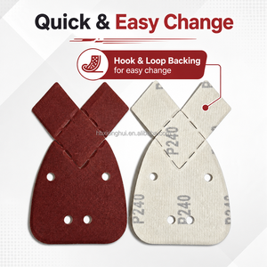 Feuilles de ponçage pour souris 170x140x95mm à 4 trous, détachables, en forme de queue de poisson, en oxyde d'aluminium rouge, pour ponçage de précision <span class=keywords><strong>multi</strong></span>-usage, grain 40-2000 - Product Image 2